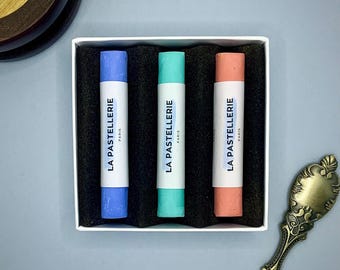 Set of 3 Handmade Soft Pastels &quot;Powdered Harmony&quot; for Artists - High-Quality Pigments | Artisan Pastels - La Pastellerie