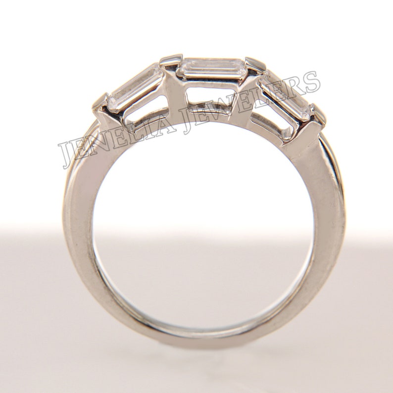 1.25 CT Three Stone Baguette Cut Simulated Diamond White Gold Finish Woman/'s Engagement RingWedding RingAnniversary RingPromise Ring
