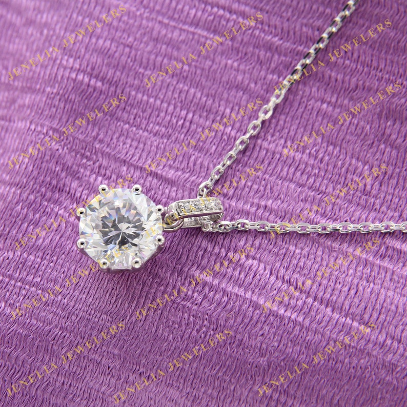 3.50 CT Solitaire Round Cut Simulated Diamond Prong Set White Gold Finish Pendant NecklaceMinimalist NecklaceMothers Day GiftProm Gift