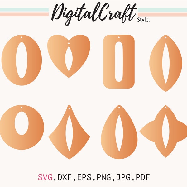 Earring SVG, Multi Shape Earring Svg, Earring Template SVG, LeatherEarrings, Silhouette Cut Files, Circuit Cut Files, Heart Earring SVG,