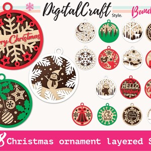 Christmas Ornament svg Bundle for glowforge, Christmas Layered svg, Glowforge cut files, Christmas ornament svg laser, Christmas svg bundle