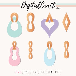 Heart Earring SVG, Multi Shape Earring Svg, Earring Template SVG, LeatherEarrings, Silhouette Cut Files, Circuit Cut Files, Earring SVG,