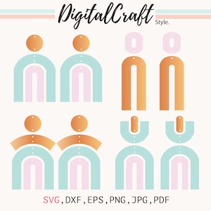 Earring SVG, Rainbow Earring SVG, Earring Template SVG, LeatherEarrings, Silhouette Cut Files, Circuit Cut Files, Clay Earring Template