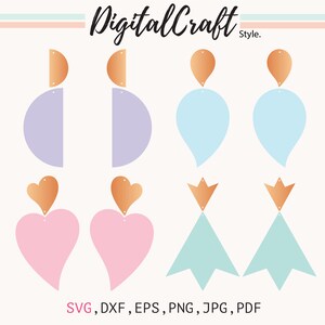 Earring SVG, Heart Earring SVG, Earring Template SVG, Teardrop Earring svg, LeatherEarrings,Silhouette Cut Files, Circuit Cut Files,Laser