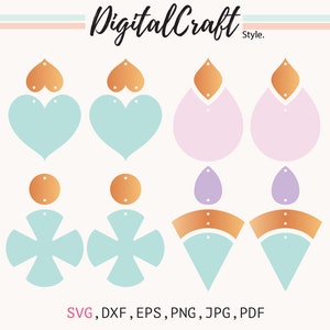 Earring SVG, Rainbow Earring SVG, Earring Template SVG, LeatherEarrings, Silhouette Cut Files, Circuit Cut Files, Clay Earring Template