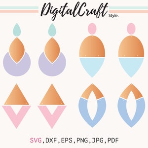 Earring SVG, Dangle Earring SVG, Earring Template SVG, LeatherEarrings, Silhouette Cut Files, Circuit Cut Files, Earring svg for Laser