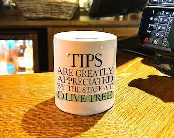 Branded Tips are Appreciated Tip Jar For Café Bar Hotel Reception Business Colourful Supplies