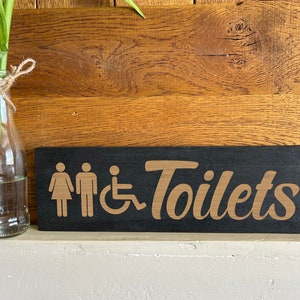 Toilets Signage Sign Restaurant Café Bar Décor Business Bulk Buy Rustic Shabby Chic Hospitality Supplies