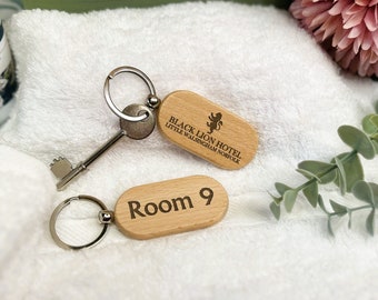 Room Key Branded Hotel Air BnB Glamping Room Number Pod Business Brand Hospitality Keyring