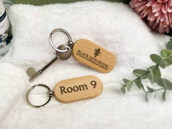 Room Key Branded Hotel Air BnB Glamping Room Number Pod Business Brand Hospitality Keyring