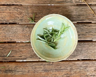 Small Handmade Ceramic Tapas Bowl: Turquoise Green Pottery Serving Dish