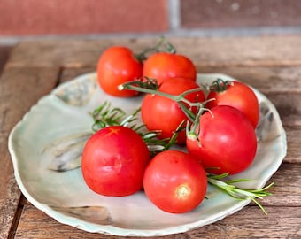 Handmade Ceramic Plate: Autumn Leaves Imprint, Tapas Serving Platter