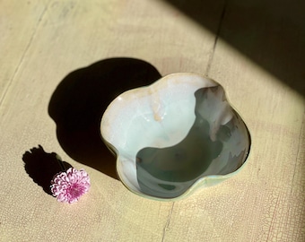 Handmade Ceramic Flower Bowl: Elegant Pottery Tapas Dish