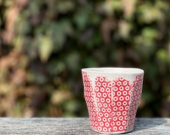 Handmade Ceramic Espresso Cup, Red Polka Dot Pottery, Lisbon Series Mug