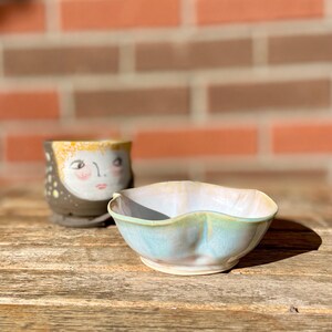 Pottery Elegant Bowl, Flower Shaped, Tapas bowl, Ceramic Serving Bowl, Handmade Artistic Pottery, Prep Bowl, Serving Dish, Shabby Chic Gift