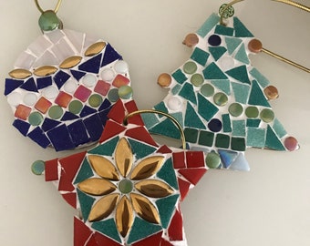 Christmas ornament craft kit for 12 + and adults makes three ornaments mosaic craft