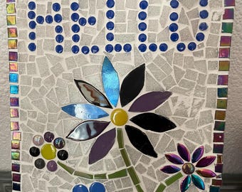 Mosaic welcome sign, 'Hello' sign, house warming gift