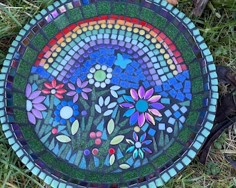 Make your own Mosaic Bird Bath Rainbow Spring Flowers Design KIT