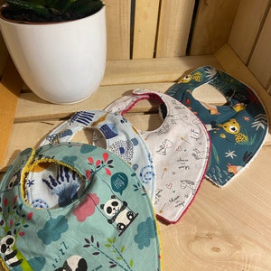 Bandana bib with hook-and-loop closure
