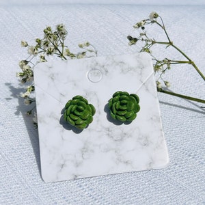 Little dark green succulent studs/ polymer clay / tiny succulent earrings / boho studs/ simple cactus succulent earrings / clay earrings