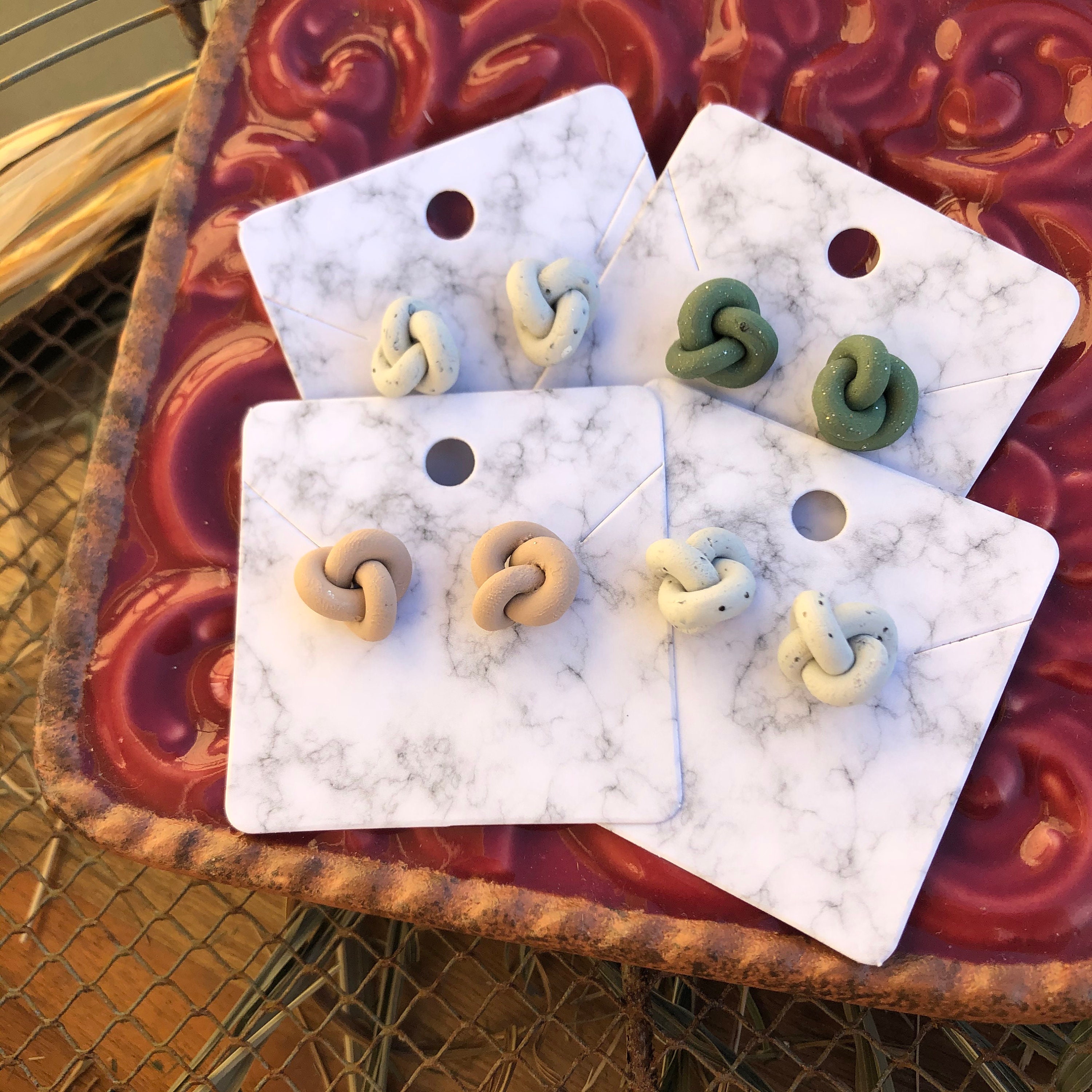 Clay mini knot studs polymer clay earrings minimalist Etsy