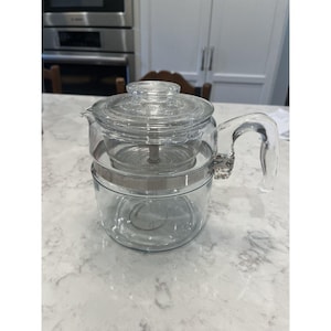 Vintage Pyrex Flameware Klarglas Perkolator - Komplette Retro Kaffeekanne