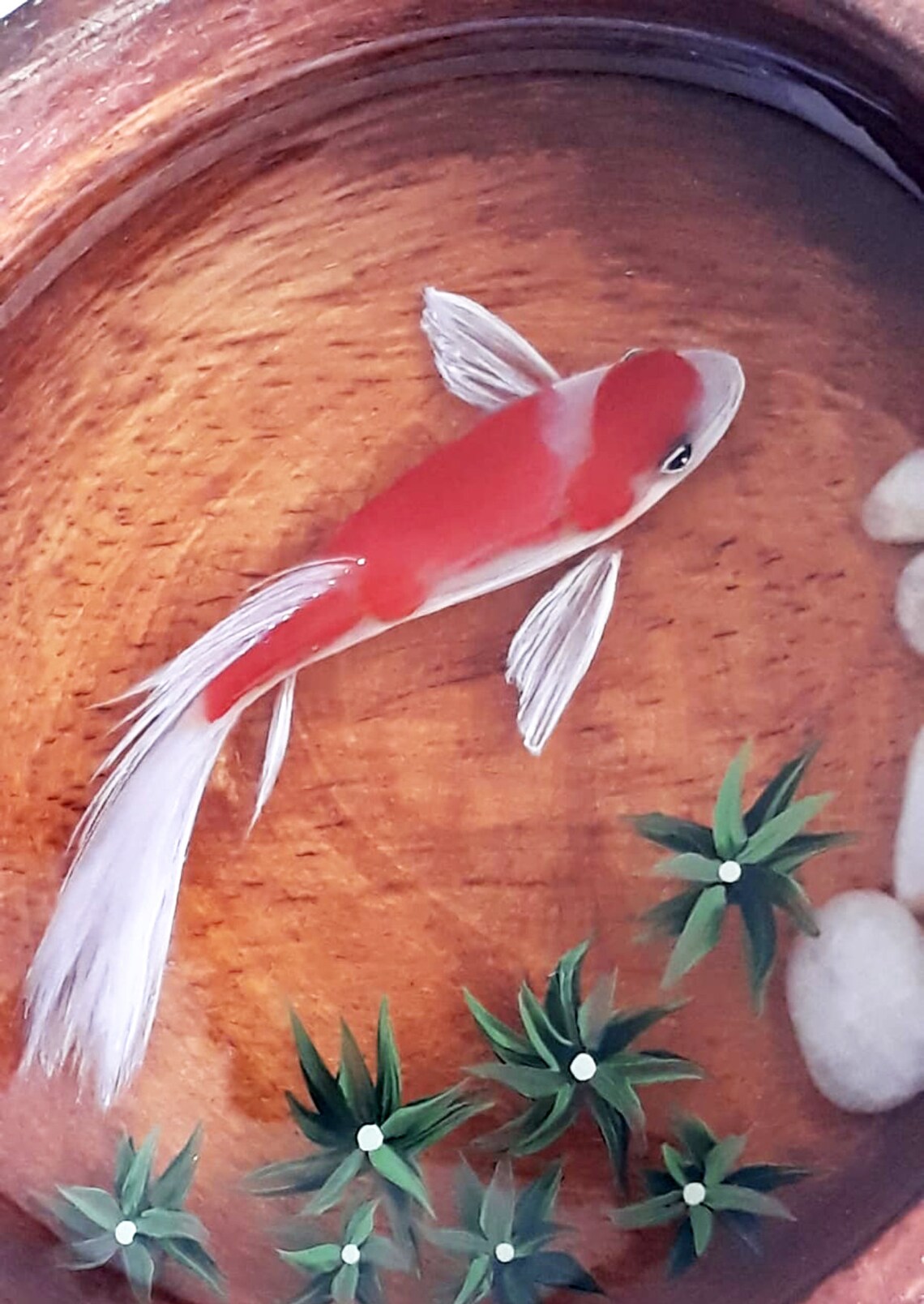 Goldfish Painting Koi Fish Resin 3d Resin Art Koi Pond Art Etsy