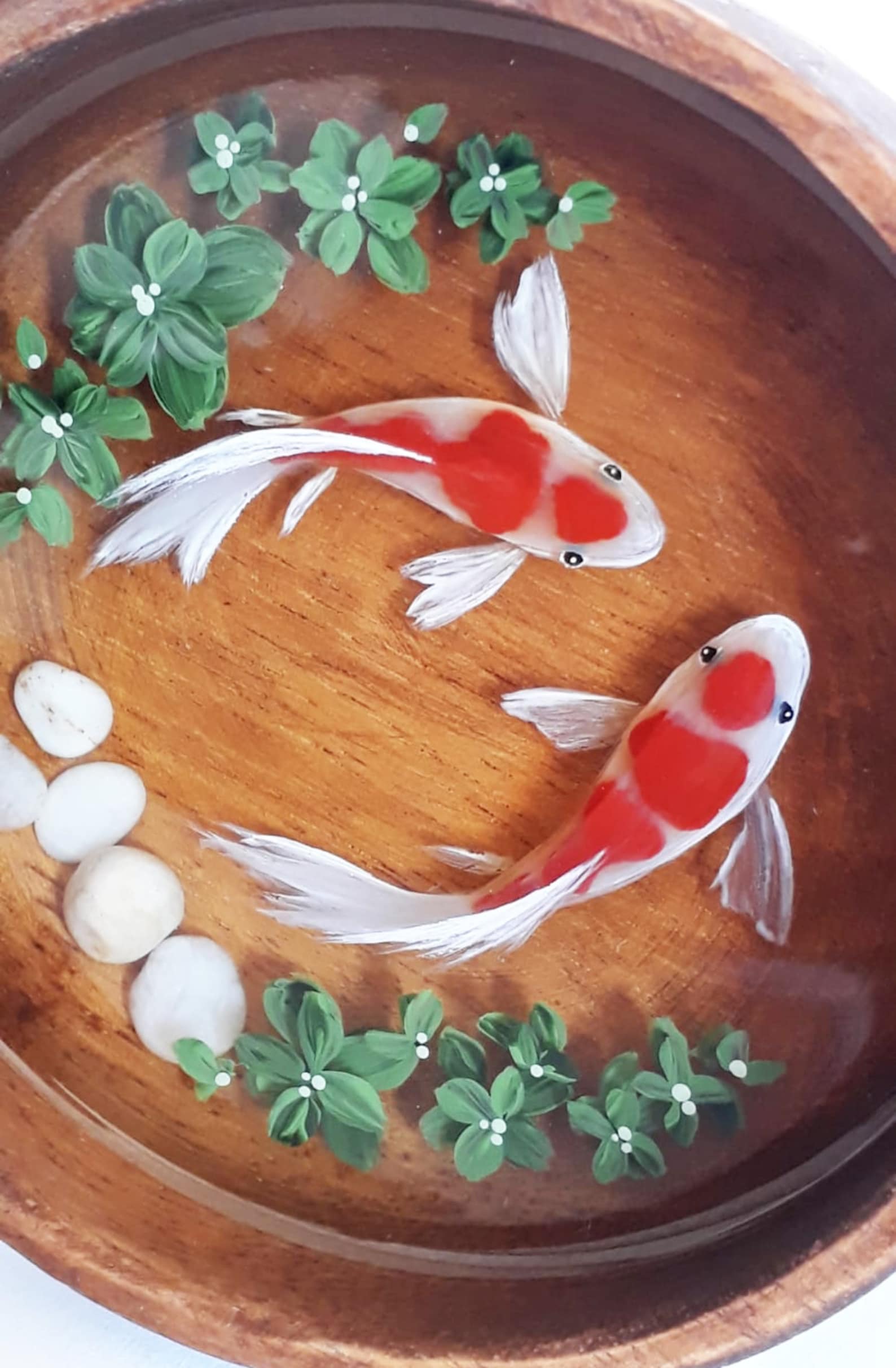 Resin koi pond Pair koi pond fish epoxy 3d painting in resin Etsy
