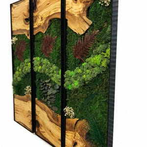 3pcs Moss Wall Art Panels Live Edge Wood Art Vertical Garden Wall Decor ...