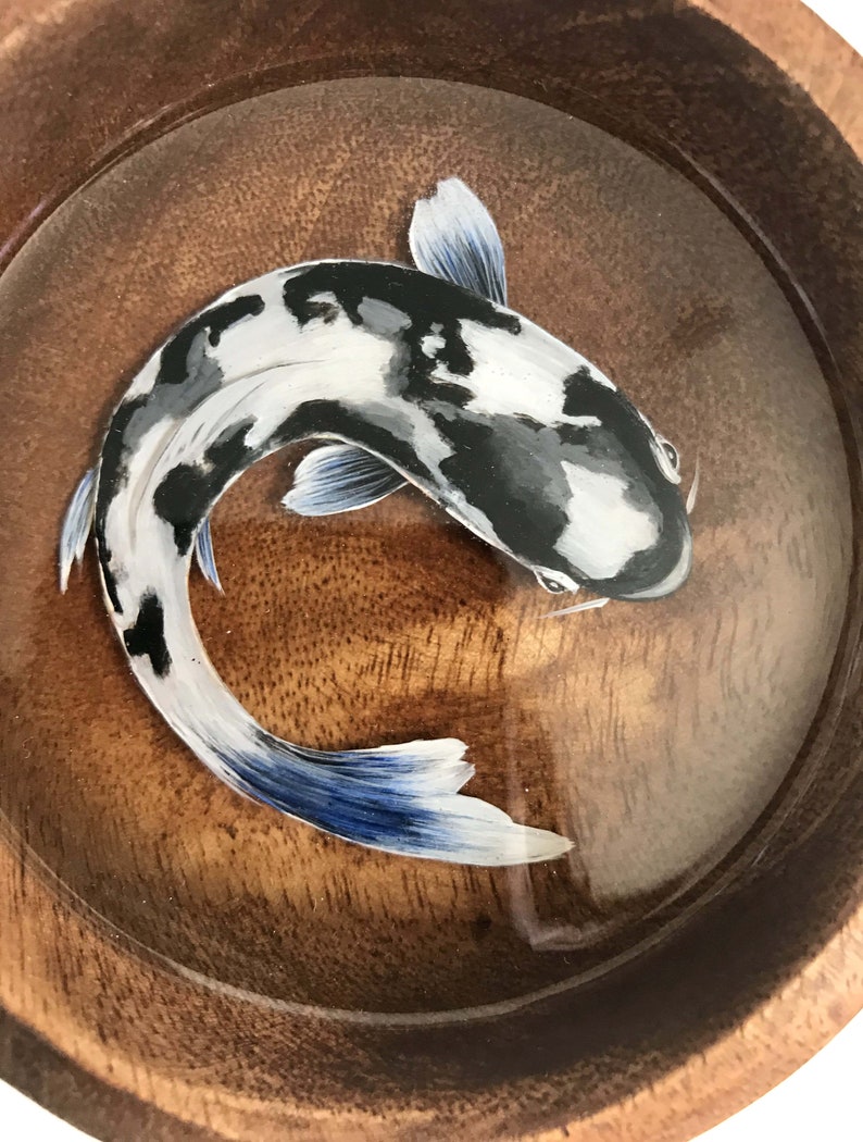 Resin koi pond 3d resin art Epoxy fish painting in a bowl Etsy