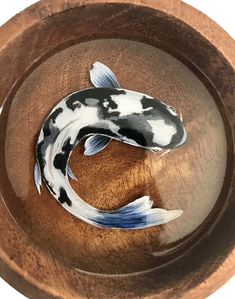 Resin koi pond 3d resin art Epoxy fish painting in a bowl Etsy