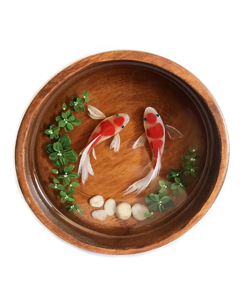 Resin koi pond Pair koi pond fish epoxy 3d painting in resin Etsy