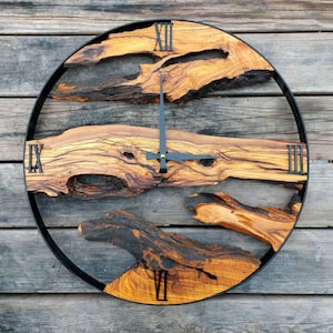 Wood Wall Clock, Handmade Live Edge Wooden Clock, Modern Rustic Home Decor, Housewarming & Wedding Gift, Wood Wall Art