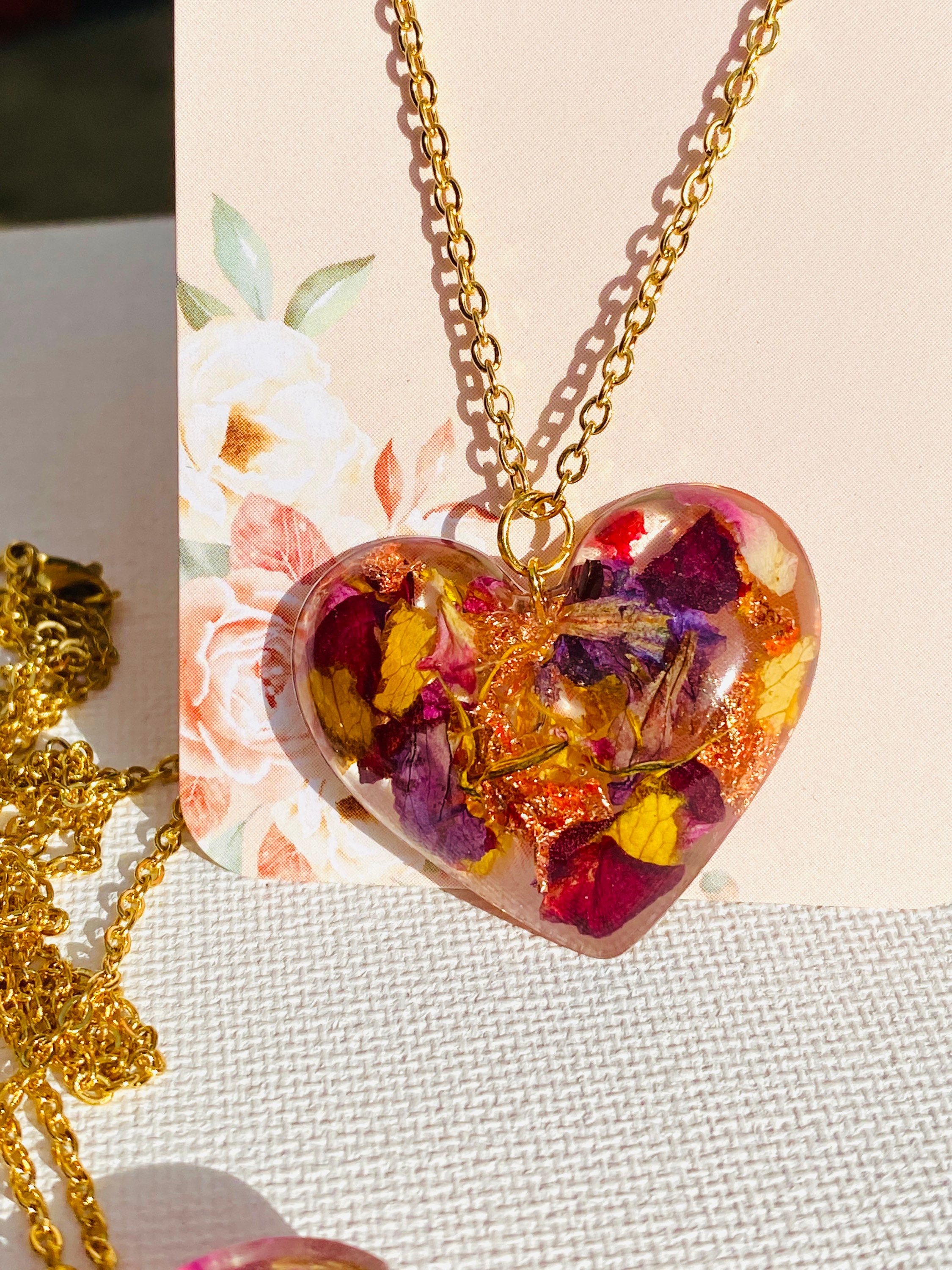 Resin Heart Pendant Necklace Handmade Resin Necklaces Etsy UK