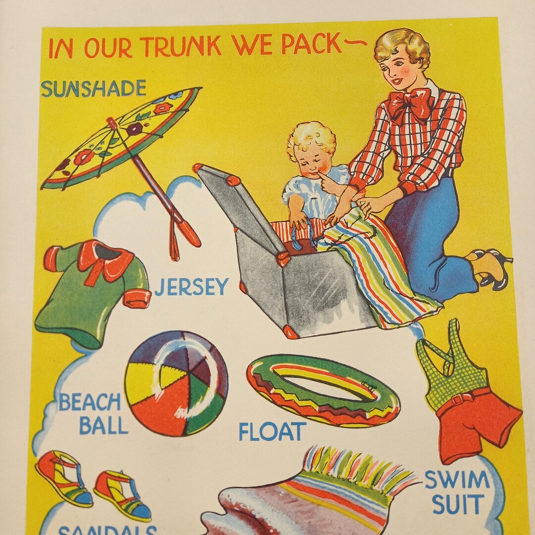 1930s Children's Book Print Vintage Holiday Packing Illustration Etsy