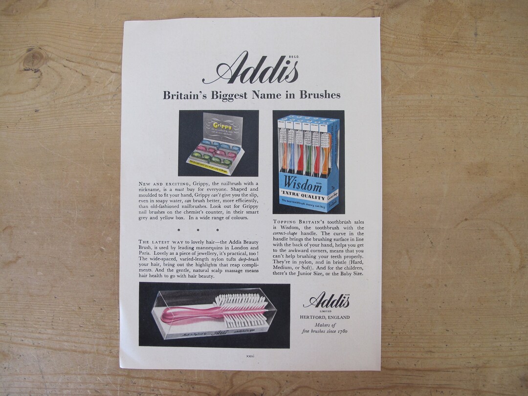 Addis Brushes - Vintage Magazine Advertisement 1951 From Festival of ...