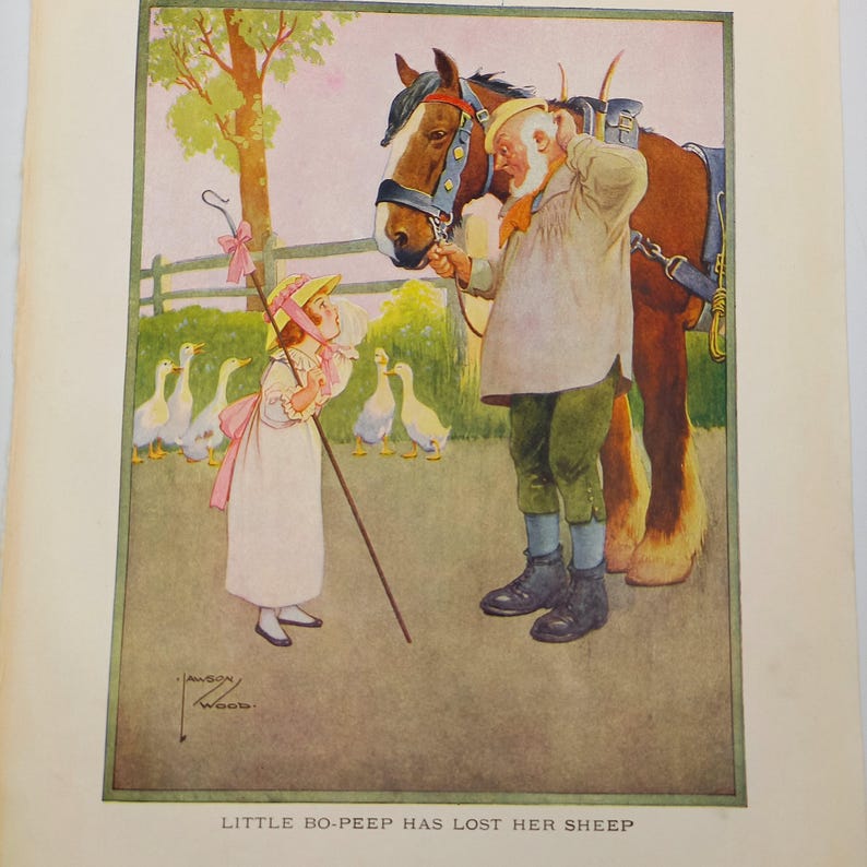 Antique Print - Little Bo-peep Has Lost Her Sheep by Lawson Wood ...