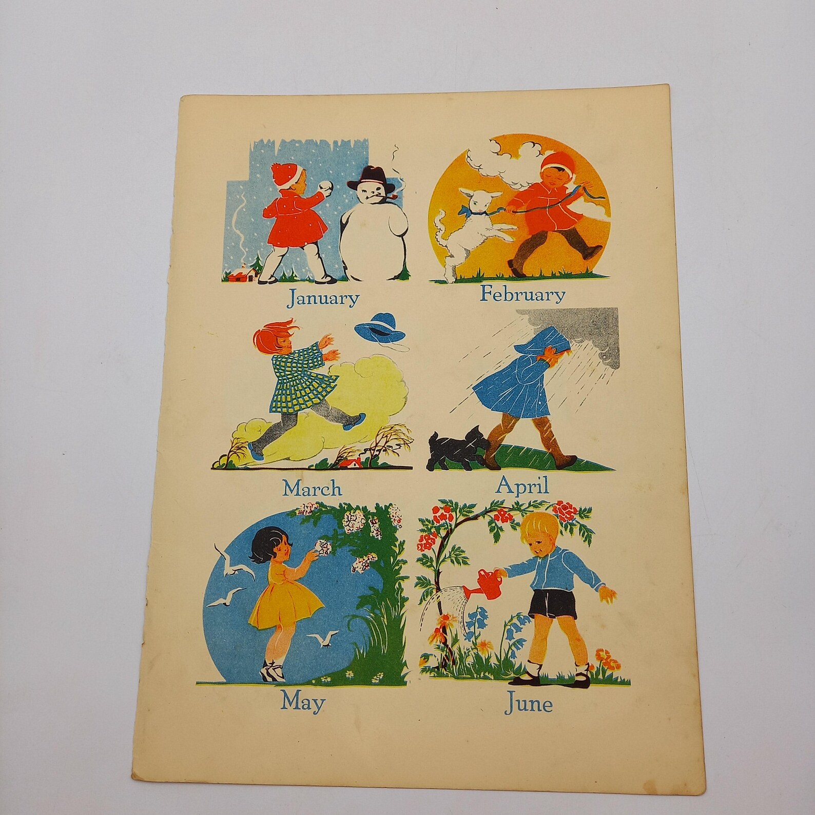 1930s Children's Book Print Months of the Year, Toddler Activities