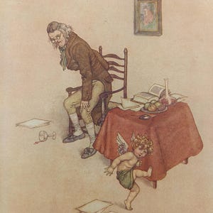 W. Heath Robinson - stampa antica dal libro di fiabe di Hans Andersen, circa anni &#39;20, &quot;Il ragazzo cattivo&quot;. Illustrazione aggiunta per incorniciatura.