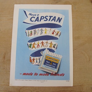 Sigarette Capstan Navy Cut - Pubblicità su rivista vintage 1951 dalla Guida del Festival of Britain - pubblicità stampata originale