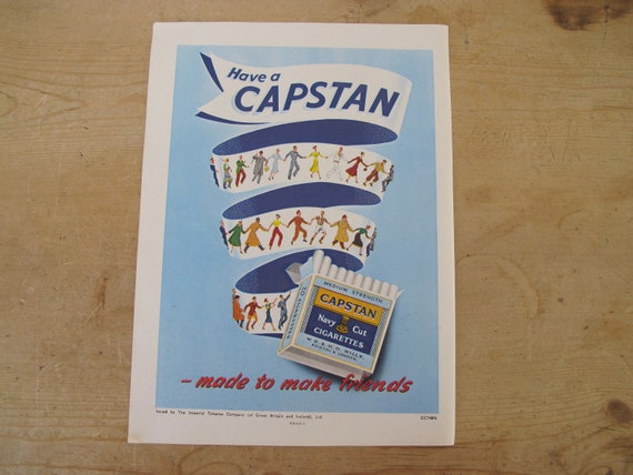 capstan cigarette original Capstan Navy Cut Cigarettes - Vintage Magazine Advertisement 1951 From  Festival of Britain Guide - Original Print Advert