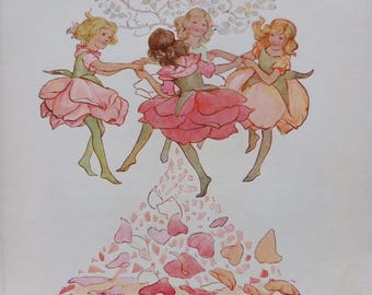 Antique print - Ring-a-Ring of Roses by Margaret Tarrant 1920 - nursery print