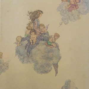 W. Heath Robinson - stampa antica tratta dal libro di fiabe di Hans Andersen, circa anni &#39;20. Con il resto dei figli dell&#39;aria. Illustrazione aggiunta.