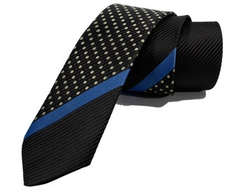 Cravate à pois rayée marron, beige, bleue en diagonale 2,17 » (5,5 cm)