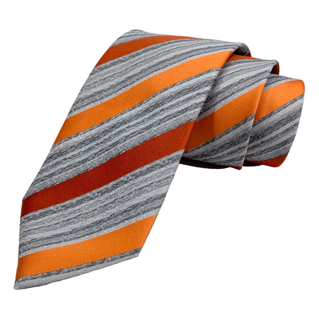 Gray Orange and Mustard Cross Striped Men's Necktie 3.15 - Etsy