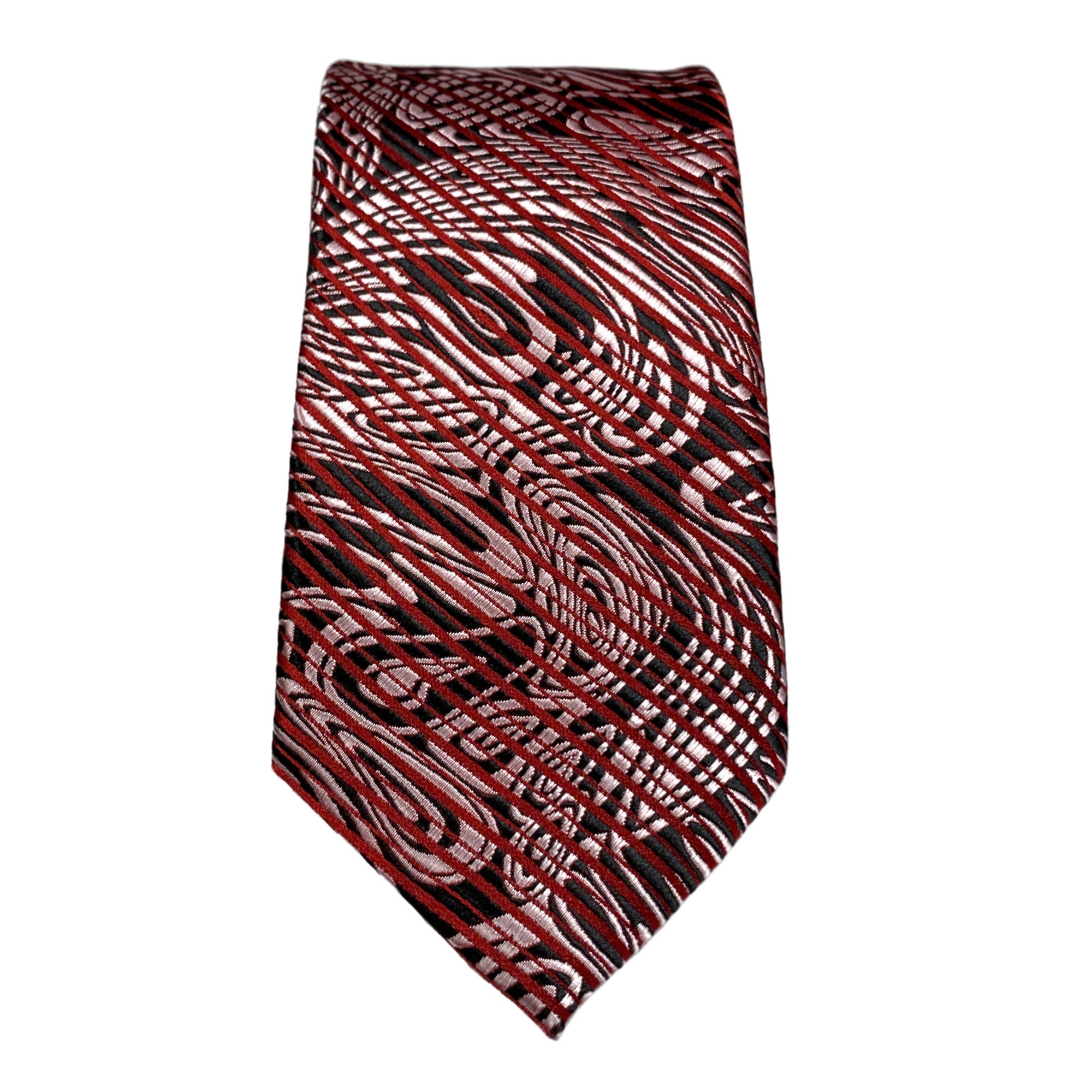 Burgundy and Pink Wave Pattern Diagonal Striped Tie 2.95 - Etsy