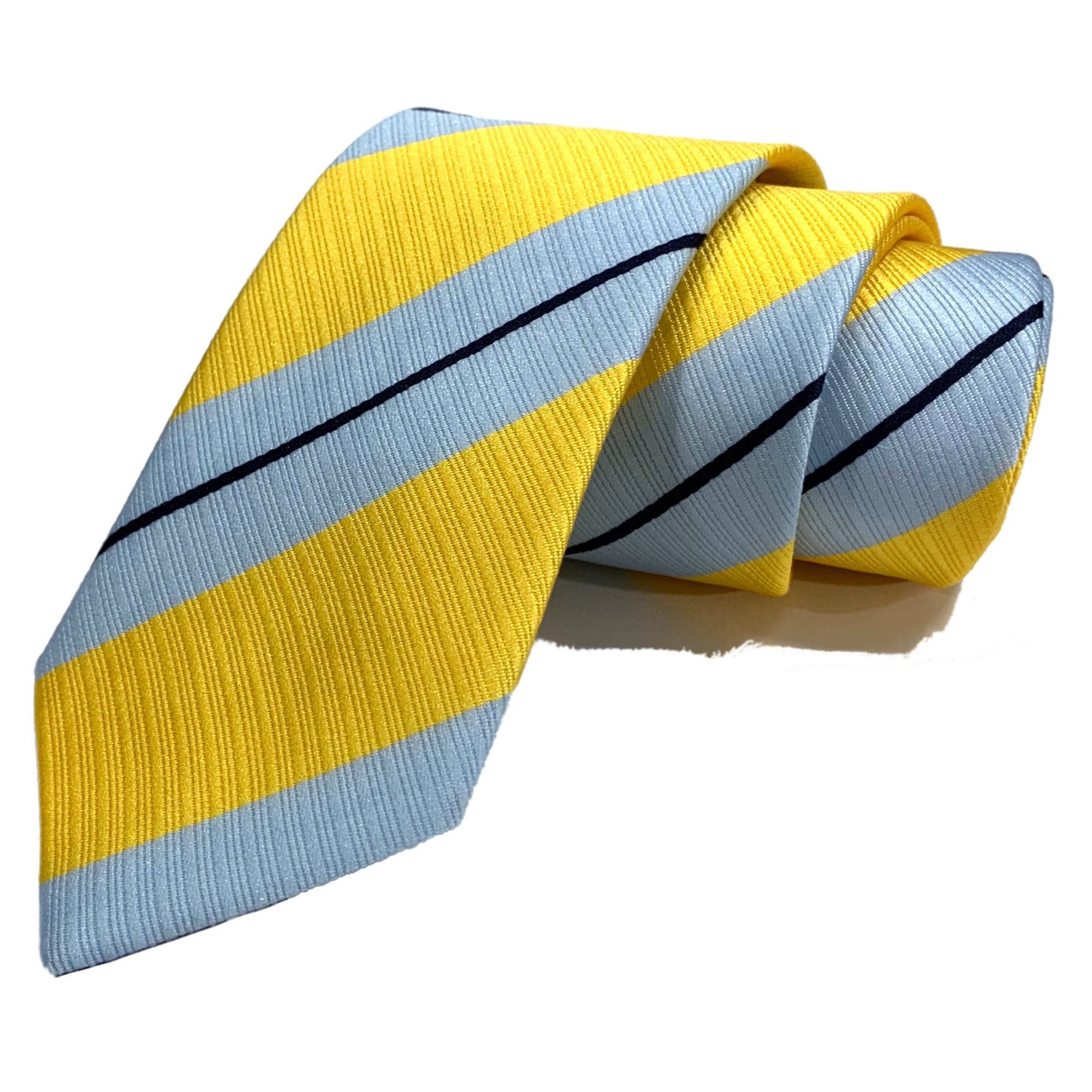 Yellow Blue and Black Diagonal Striped Tie 3.15 8cm - Etsy