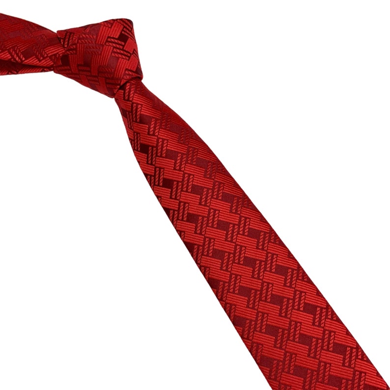 Red self-cut striped tie 2.36 6cm