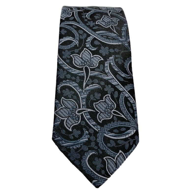 6cm Black and gray branched floral tie 2.36