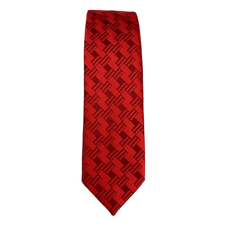 Red self-cut striped tie 2.36 6cm